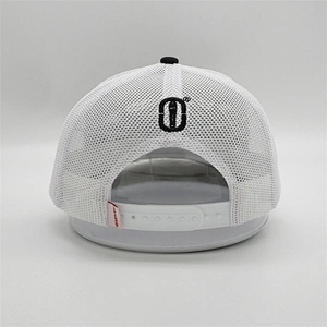 Newest Men Women Truck Hats,Plastic Snap Back White Mesh Hats,OEM 3D Raised Stitching Black Trucker Caps