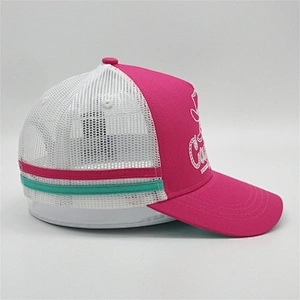 Custom Screen Printed Snapback Hat,Kids Girl Camper Turquois Band Trucker Cap,Child Pink Woven Label Embroider Trucker Hat