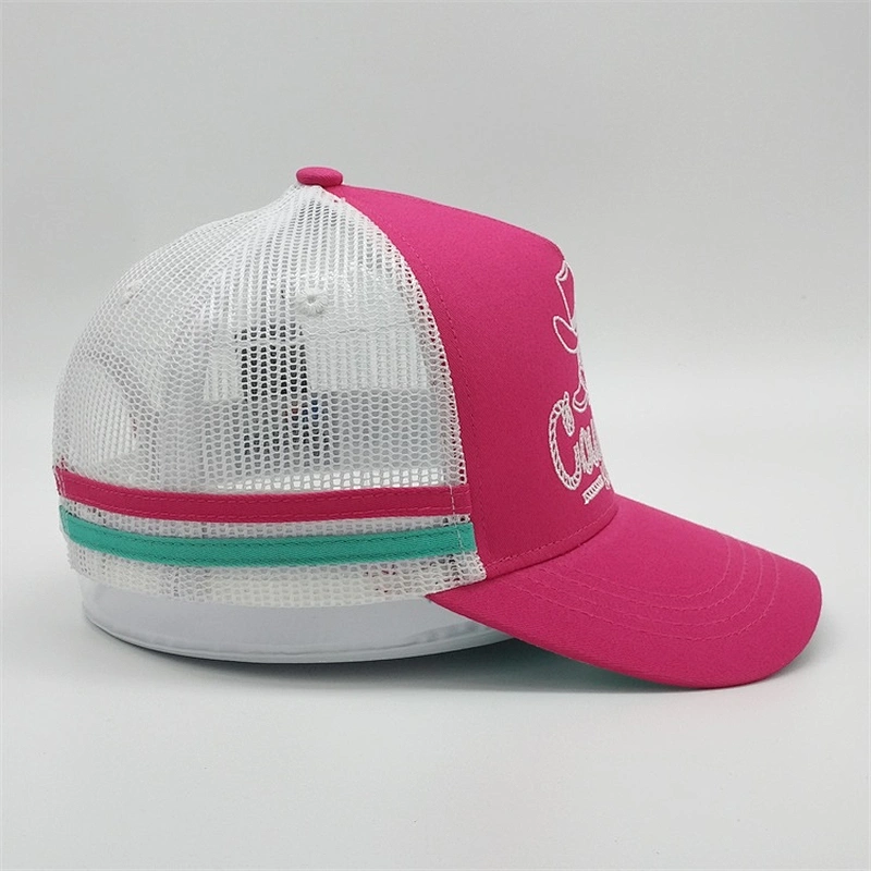 Custom Screen Printed Snapback Hat,Kids Girl Camper Turquois Band Trucker Cap,Child Pink Woven Label Embroider Trucker Hat