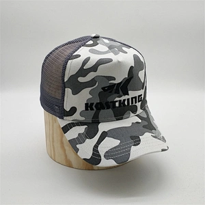 Fashion Style Custom Embroidery Logo High Profile Camo Trucker Mesh Caps