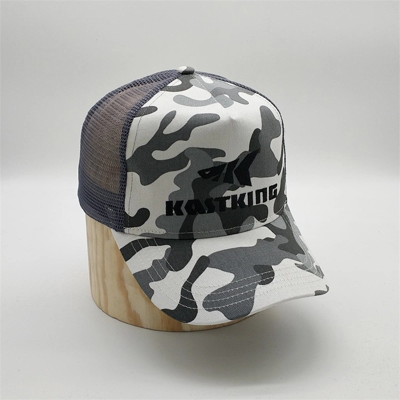 Fashion Style Custom Embroidery Logo High Profile Camo Trucker Mesh Caps