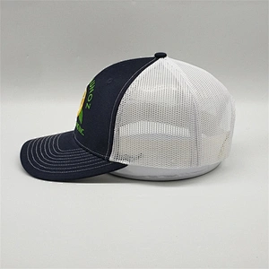 Custom Logo Fabric 6 Panel Snapback Trucker Hats,Embroidery Floral Navy Baseball Mesh Caps,Embroider Flat Blue Trucker Caps