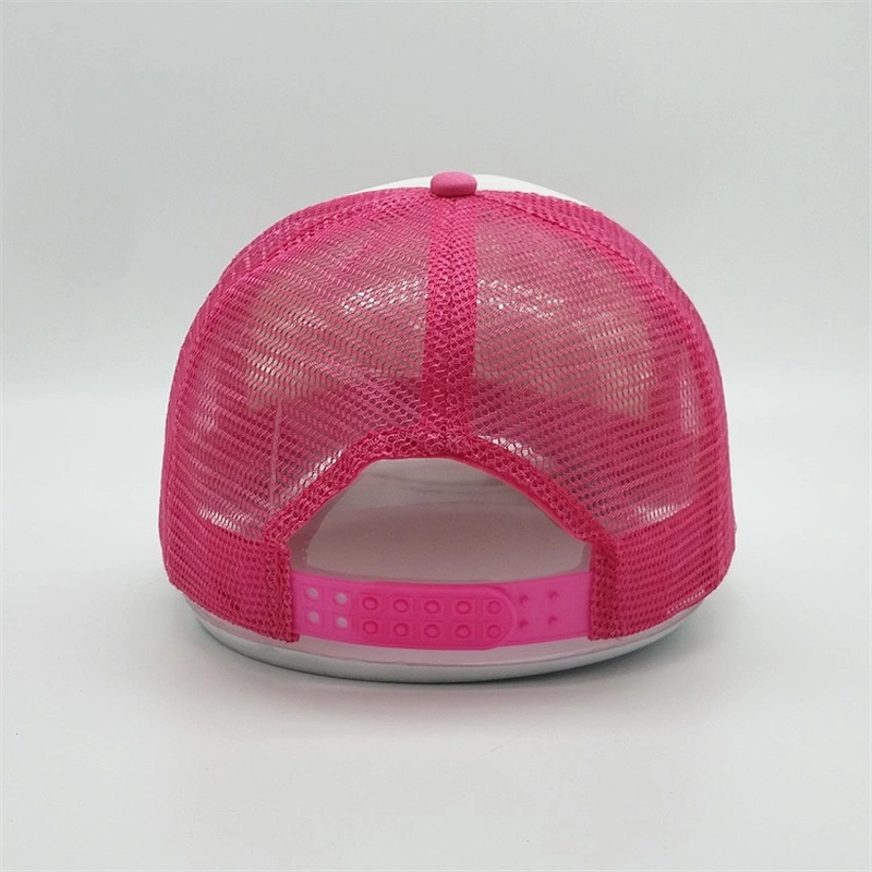 Custom Sublimation Hot Pink Mesh Hats,Black Screen Printed Foam Hat,Double Snap Back Closure Trucker Cap