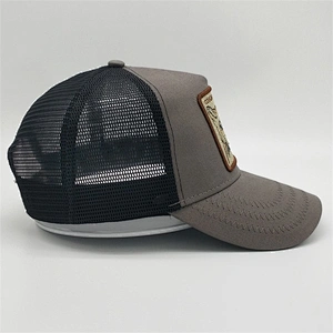 Mesh Trucker Hat,Custom Plastic Buckle Strap Animal Trucker Hat,Custom Cougar Embroidery Patch Logo Trucker Sports Caps Hat