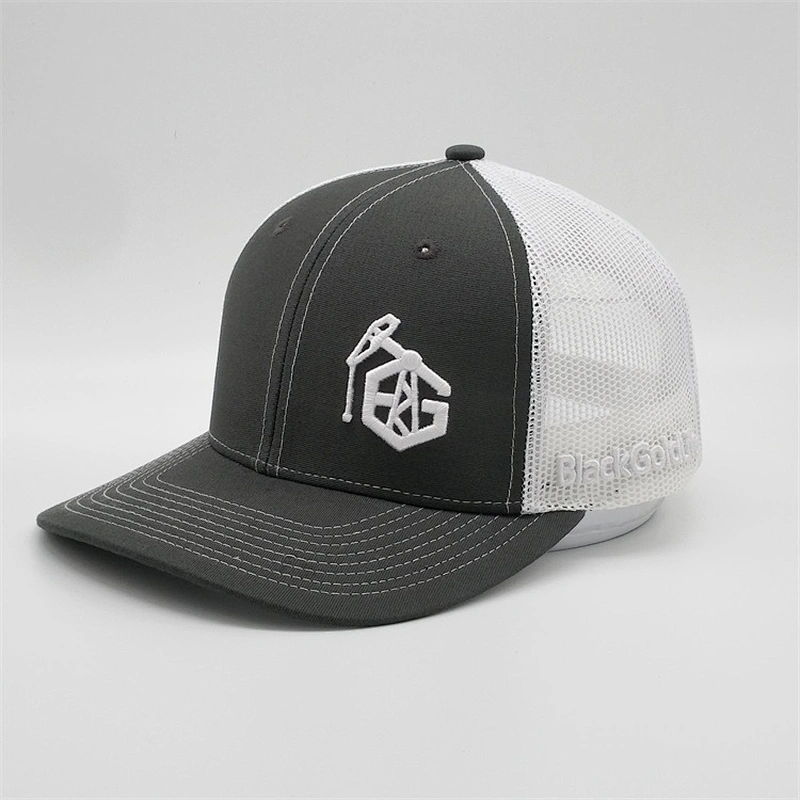 2019 OEM Dray Grey Truck Hat,3D Logo Embroidery Material Trucker Hat,Custom Mens Flex Fitted Trucker Caps