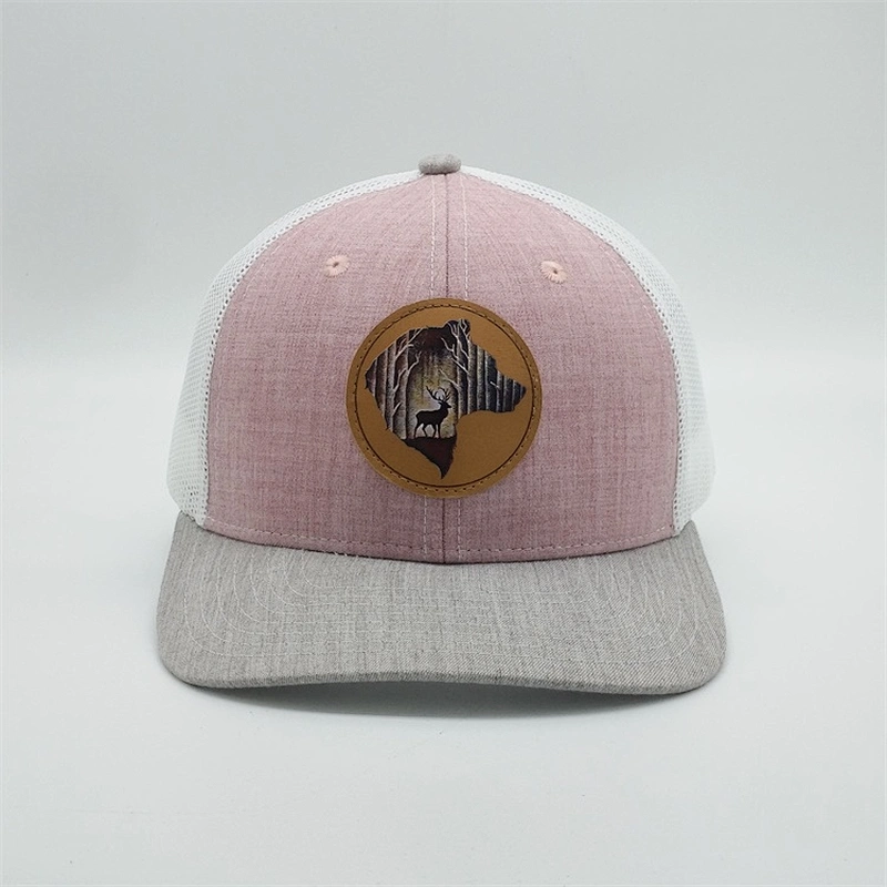 Wholesale Custom Leather Patch Mesh Snapback Hat,Low Profile Printing Trucker Cap,Own Logo Animal Trucker Hat