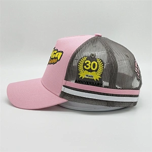 Custom Pink High Crown 5 Panel Embroidery Hats, Adjust Own Brand Logo Couple Snapback Caps,Couple Embroidery Trucker Caps