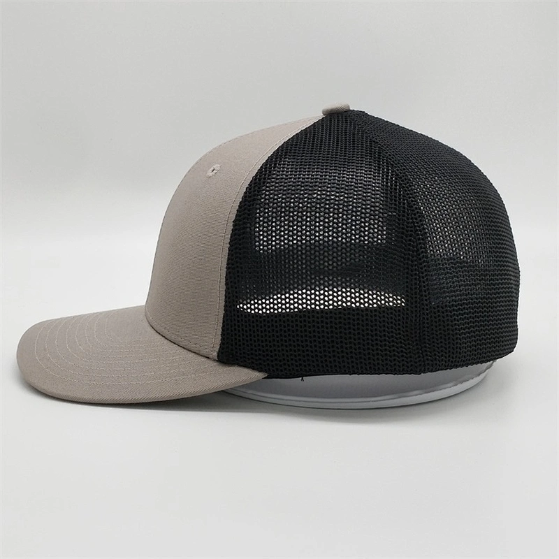 China Custom Structure 6 Panel Blank Baseball Cap,Blank High Quality Black Mesh Grey Trucker Hat,Low Crown Flex Fit Trucker Cap