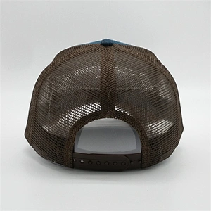 Custom Suede Hip Hop Mesh Trucker Women Men Hat Brown Brim Hats Embroidery Patch Cap Plastic Adjustable Buckle