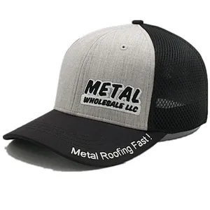 Personalized High Quality Soft Mesh Sandwich 6 Panel Two Tone Embroidery Patch Flex Fit Baseball Trucker Cap Hat Custom Logo