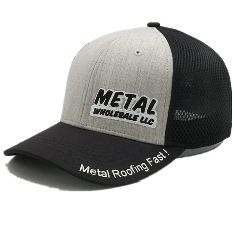 Personalized High Quality Soft Mesh Sandwich 6 Panel Two Tone Embroidery Patch Flex Fit Baseball Trucker Cap Hat Custom Logo