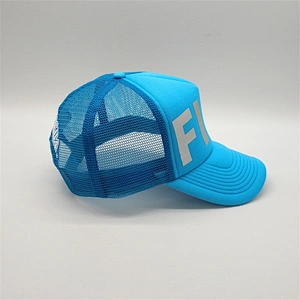 Wholesale Custom Made Types Snap Back Flat Brim Printing Half Mesh Trucker Hats Cap For Man
