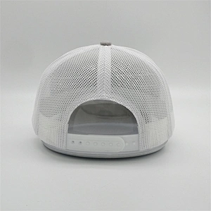 Selling Adult Custom Plain Heather Grey  Snapback Cap Woven Patch White Mesh Trucker Hat For Sun