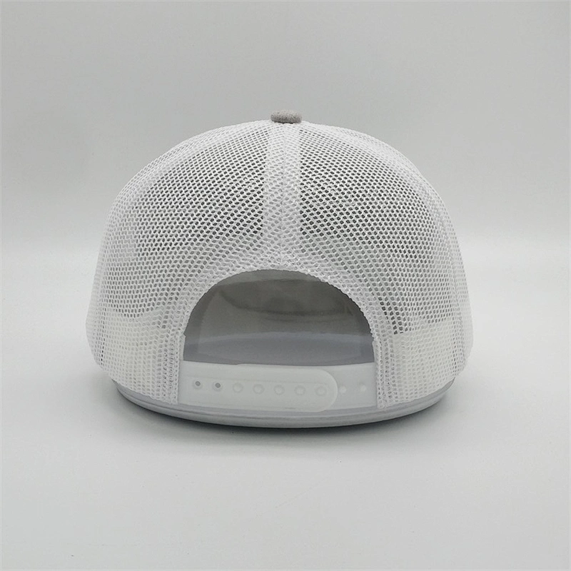 Selling Adult Custom Plain Heather Grey  Snapback Cap Woven Patch White Mesh Trucker Hat For Sun