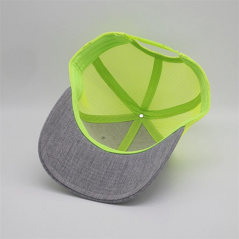 2019 Wholesale New Custom 6 Panel Embroidery Heather Grey Blank Snapback Trucker Hat Mesh Caps