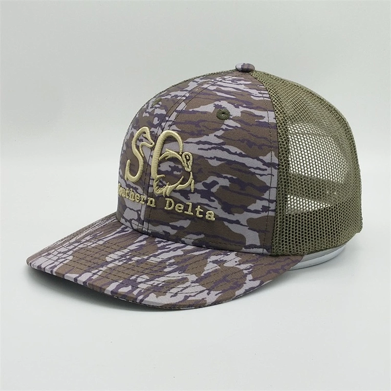 2019 Wholesale New Customized 5 Panel Black Woven Patch Laser Boring Holes Trucker Hats Mesh Caps
