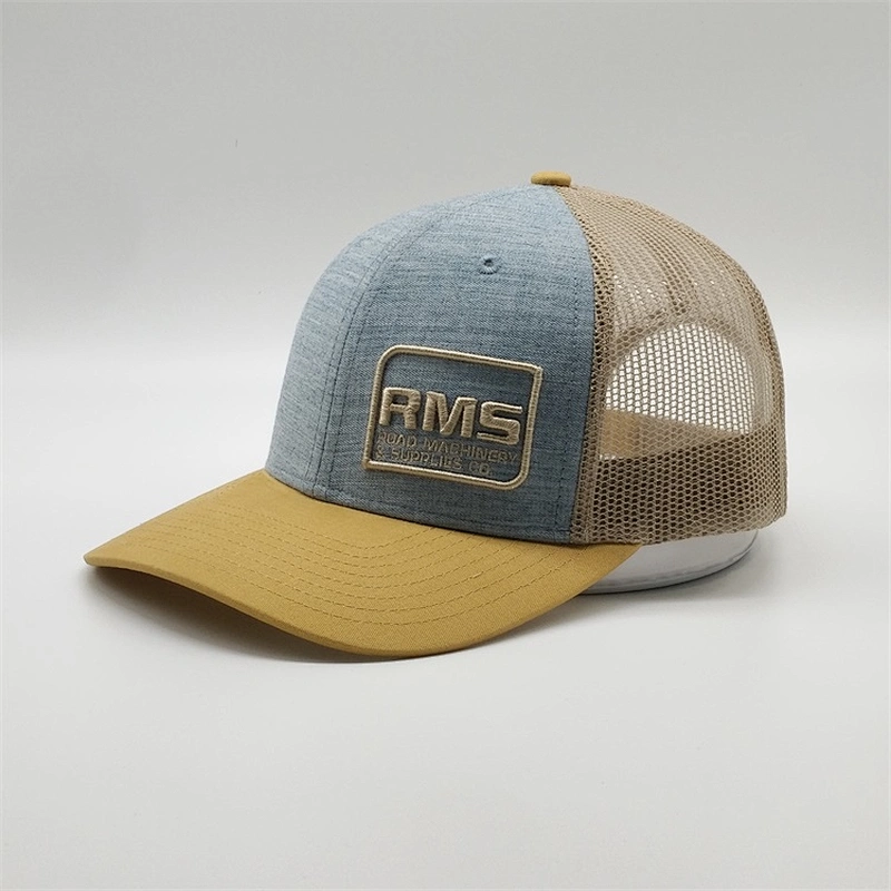 Custom High Quality 3D Embroidery Cotton 6 Panel Pre-curved mesh Trucker Hats