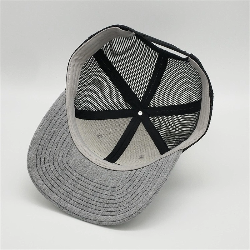High Quality Grey Snapback hat,   Custom  Logo Mesh Caps Hat ,  Cotton PVC Rubber Patch Trucker Hat