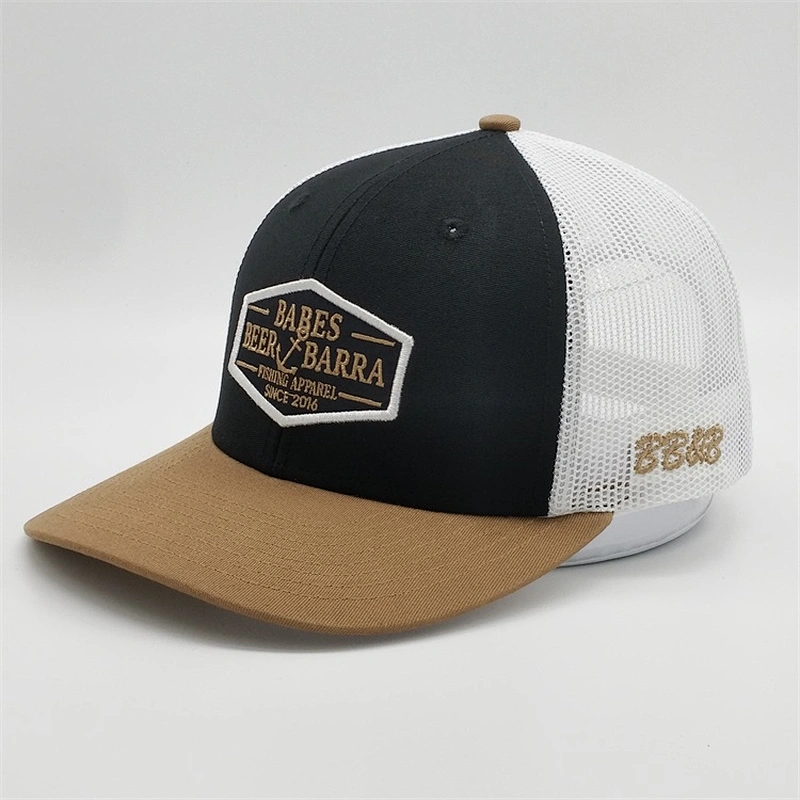 Factory price custom gold embroidery logo BEER BARRA  fashion unisex mesh snapback baseball trucker hats and cap