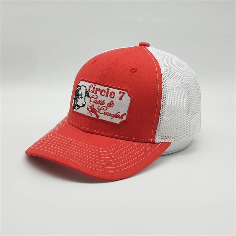 OEM Sublimation Red Trucker Cap,Customized Embroidery 6 Panel Patch Baseball Hat,Men Women Grateful Fitted Trucker Hat