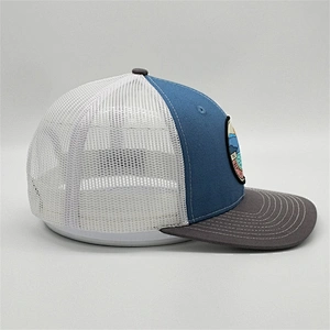 Street Fashion Customised 6 Panel Baseball Caps Woven Patch 112 Raised Embroidery Trucker Hat With Logo