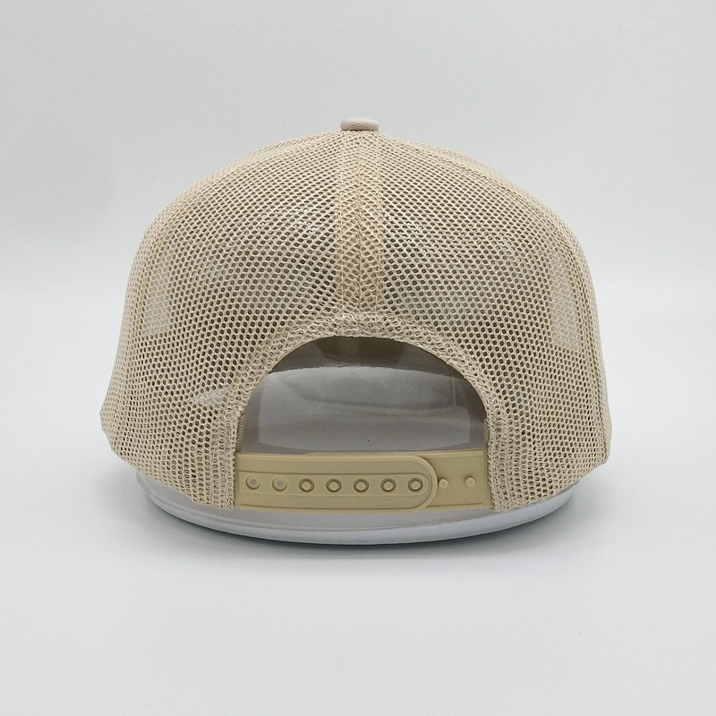 Wholesale Plain Blank Tan Camel Color High Quality 6 Panel Trucker Hat Mesh Baseball Cap With Woven Patch