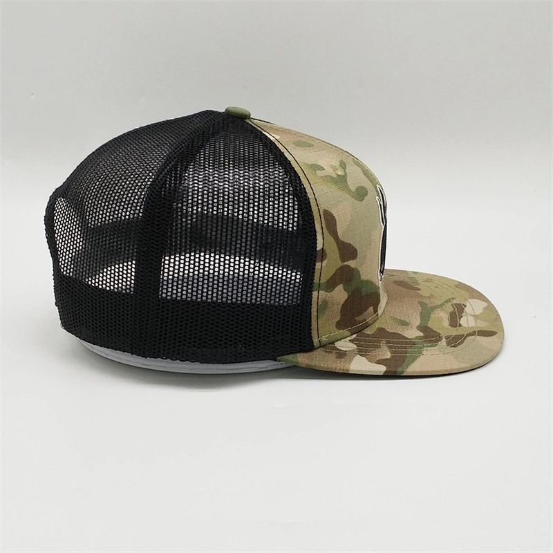 Custom 6 Panel Embroidered  Logo Plain Camo Trucker Caps, Mesh Trucker Hats, Adjustable Snapback Trucker Hats