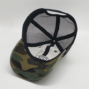 Custom camo 6 panel trucker caps,embroidery blank patches washed cap trucker hats,plastic snapback mesh trucker hat
