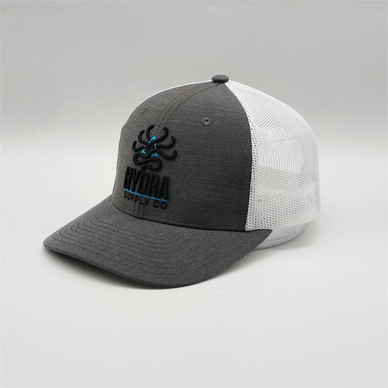 Fashion Creative Flex Fitted Trucker Hats,Make Your Own Custom Embroidered Logo Curved Trucker Caps,6 Panel Dark Gray Mesh Hat