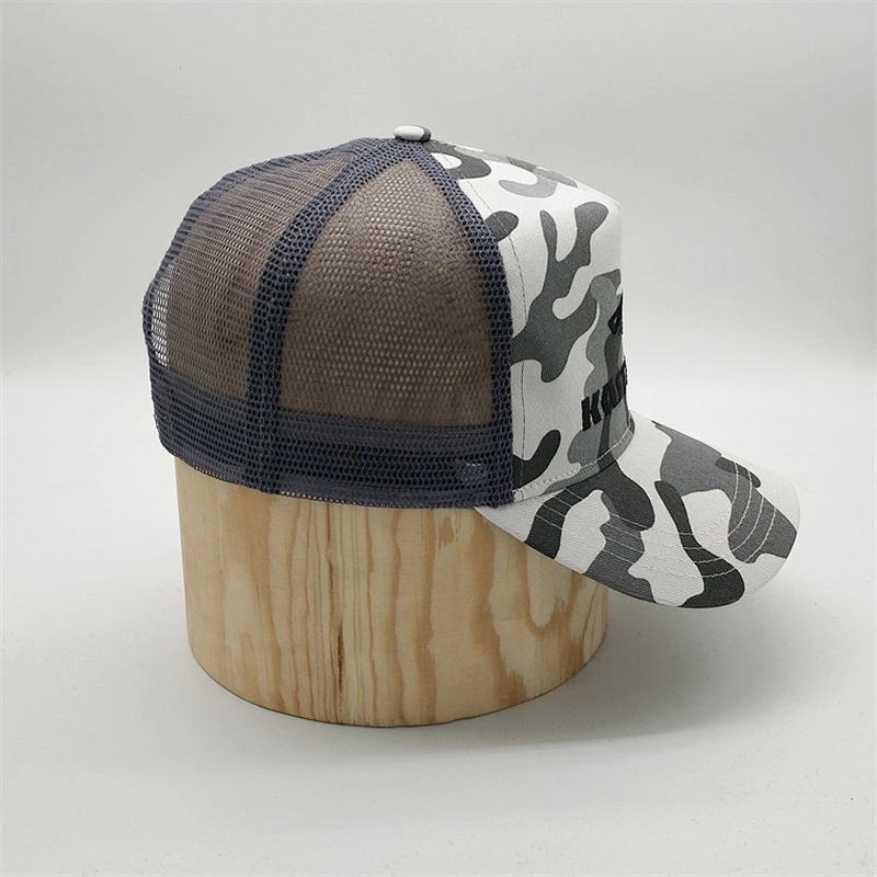 Fashion Style Custom Embroidery Logo High Profile Camo Trucker Mesh Caps