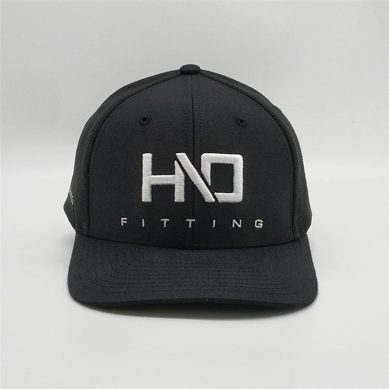 Factory Customized 3d Embroidery Logo Cap,Men Woven Label Snapback Caps,Black Sport Soft Mesh Trucker Hat