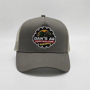 Factory Custom Mesh Back Grey Snap Back Cap Logo Embroidery Trucker Hat With Mesh