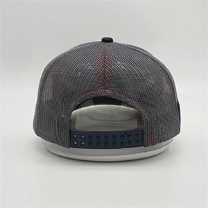 High Quality Basic Custom Grey Sun Embroidery Logo Double Snap Back Closure Cap Trucker Hat With Patch
