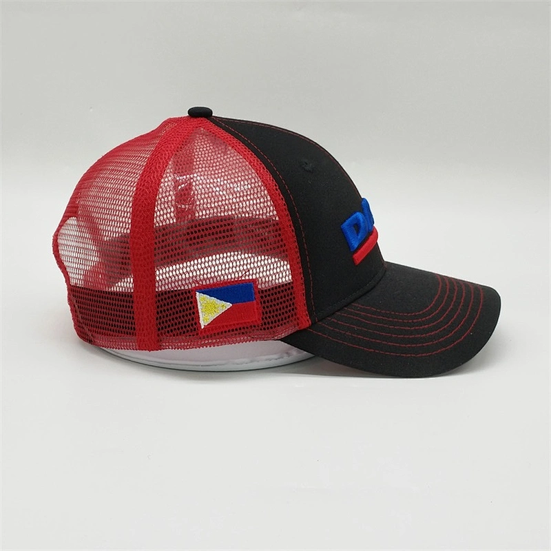 Well Designed Custom Baseball Black Cap Gorras,3d Embroidery Logo Black Sport Hats,Snapback Red Mesh Trucker Caps