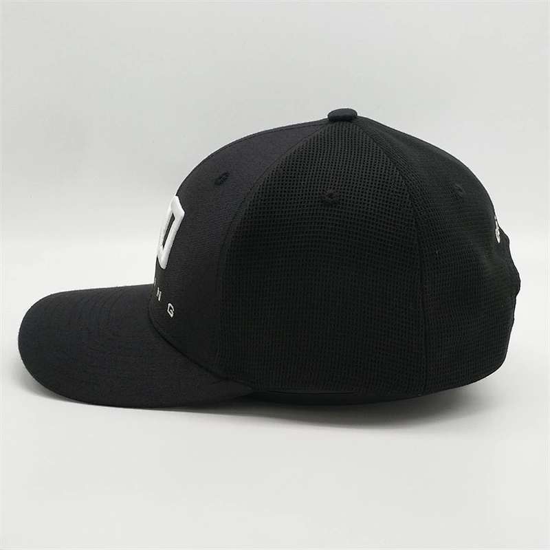 Factory Customized 3d Embroidery Logo Cap,Men Woven Label Snapback Caps,Black Sport Soft Mesh Trucker Hat