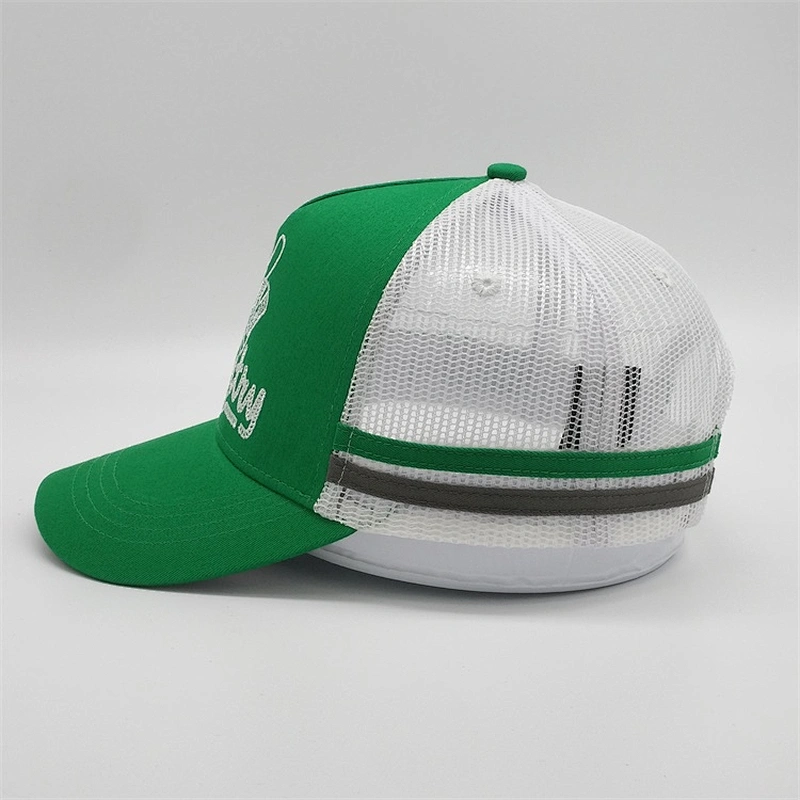 Customized Adjustable Kids Boy Size Underbrim Printing Cap Chino Twill Logo Embroidery Trucker Hat With Side Stripe