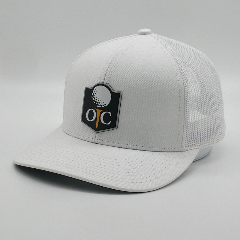 Wholesale Make Rubber Patch Brim Trucker Cap,6 Panel Navy Blue Baseball Hats,Custom Black Mesh Sports Hat