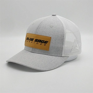 Hats Wholesale Designer Trucker Hats,Slight Gray White Embroidered Truck Hats, Customized Real Leather Trucker Caps