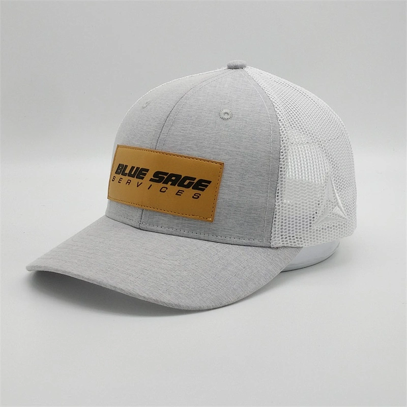 Hats Wholesale Designer Trucker Hats,Slight Gray White Embroidered Truck Hats, Customized Real Leather Trucker Caps