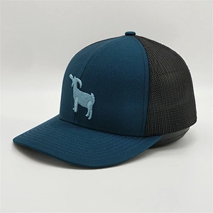 2019 Cheap Custom Cotton Embroidery Animal Logo Trucker Caps,6 Panel Navy Blue Baseball Hats,Black Mesh Trucker Hat