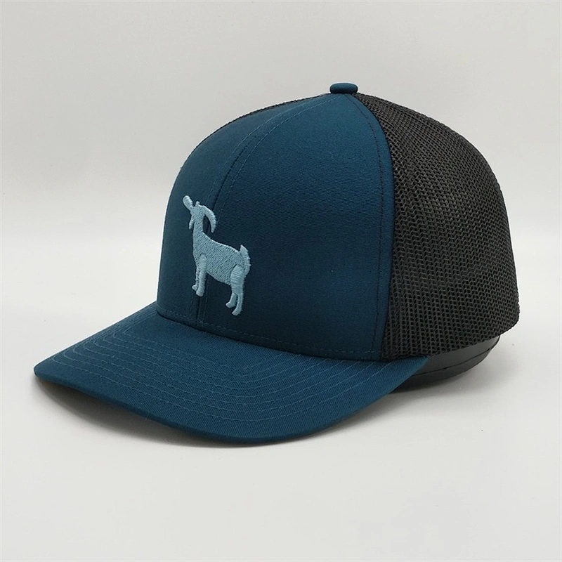 2019 Cheap Custom Cotton Embroidery Animal Logo Trucker Caps,6 Panel Navy Blue Baseball Hats,Black Mesh Trucker Hat