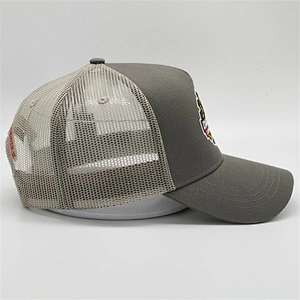 Factory Custom Mesh Back Grey Snap Back Cap Logo Embroidery Trucker Hat With Mesh