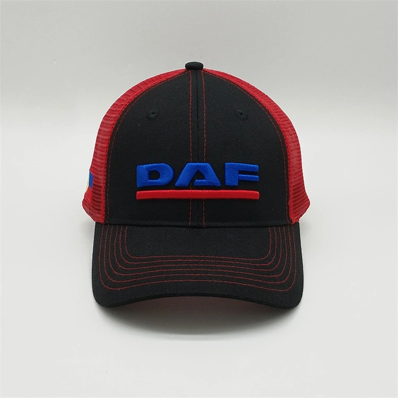 Well Designed Custom Baseball Black Cap Gorras,3d Embroidery Logo Black Sport Hats,Snapback Red Mesh Trucker Caps