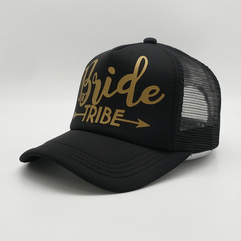 Custom High Quality 5 Panel White Foam Mesh Hats Double Snap Plastic Buckled Closure Screen Printed Trucker Cap