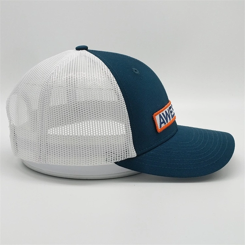 Top Quality Customised Blank White Mesh Snap Back Caps Plain Embroidery Trucker Hats With Patch