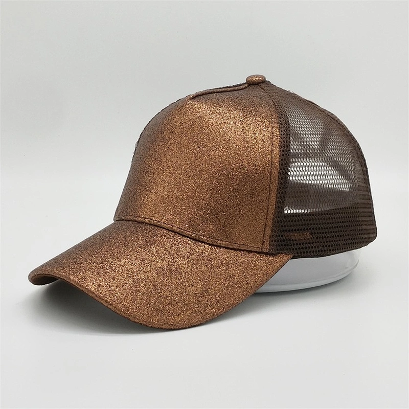 Personalized Summer Outdoor Custom Logo 5panel Monogram Glitter Ponytail baseball Trucker Hat Sport Caps