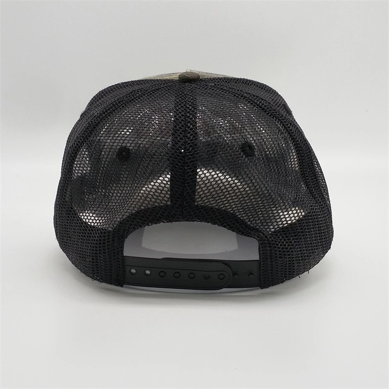 Wholesale Custom Distressed Camouflage Trucker Cap,Vintage Patch Embroidery Design Snapback Cap,Worn-out Camo Trucker Mesh Hat