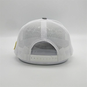 Wholesale Custom Mesh Royal Blue American Flag Snap Back Plastic Patch Hat Embroidery Trucker Cap With Rubber Patch