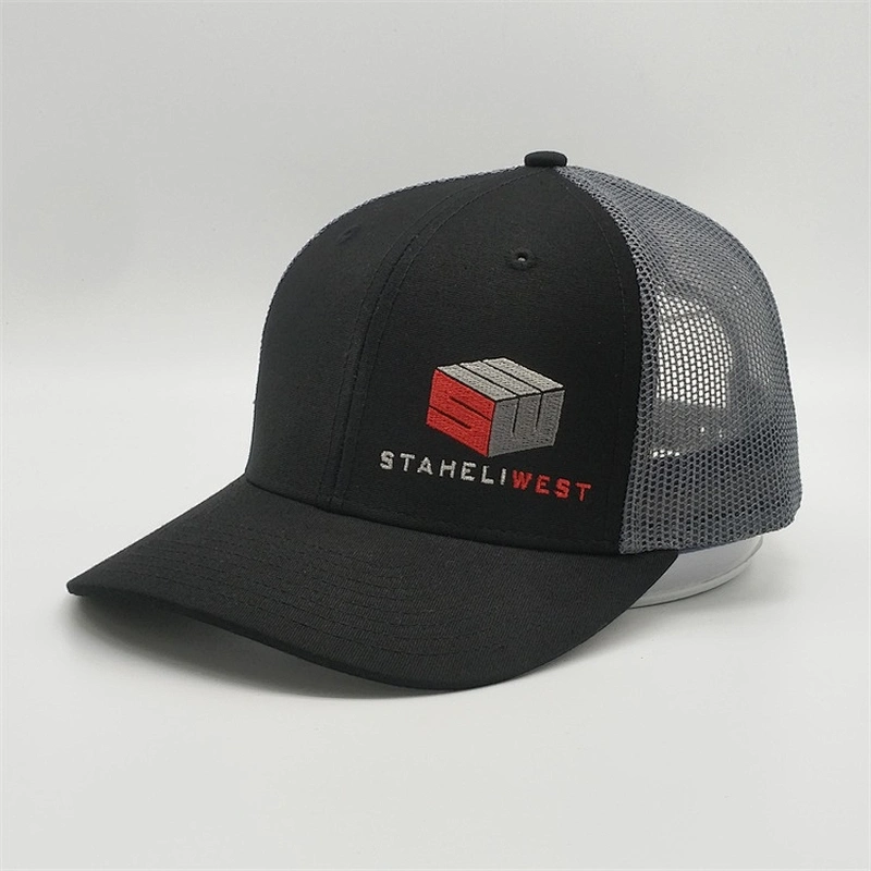 6 Panel Black Trucker Mesh Cap,customize Color Trucker Hat, Custom Embroidery Patch Logo Sport Trucker Cap