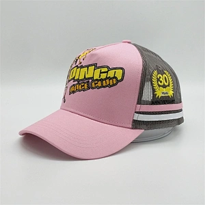 Custom Pink High Crown 5 Panel Embroidery Hats, Adjust Own Brand Logo Couple Snapback Caps,Couple Embroidery Trucker Caps